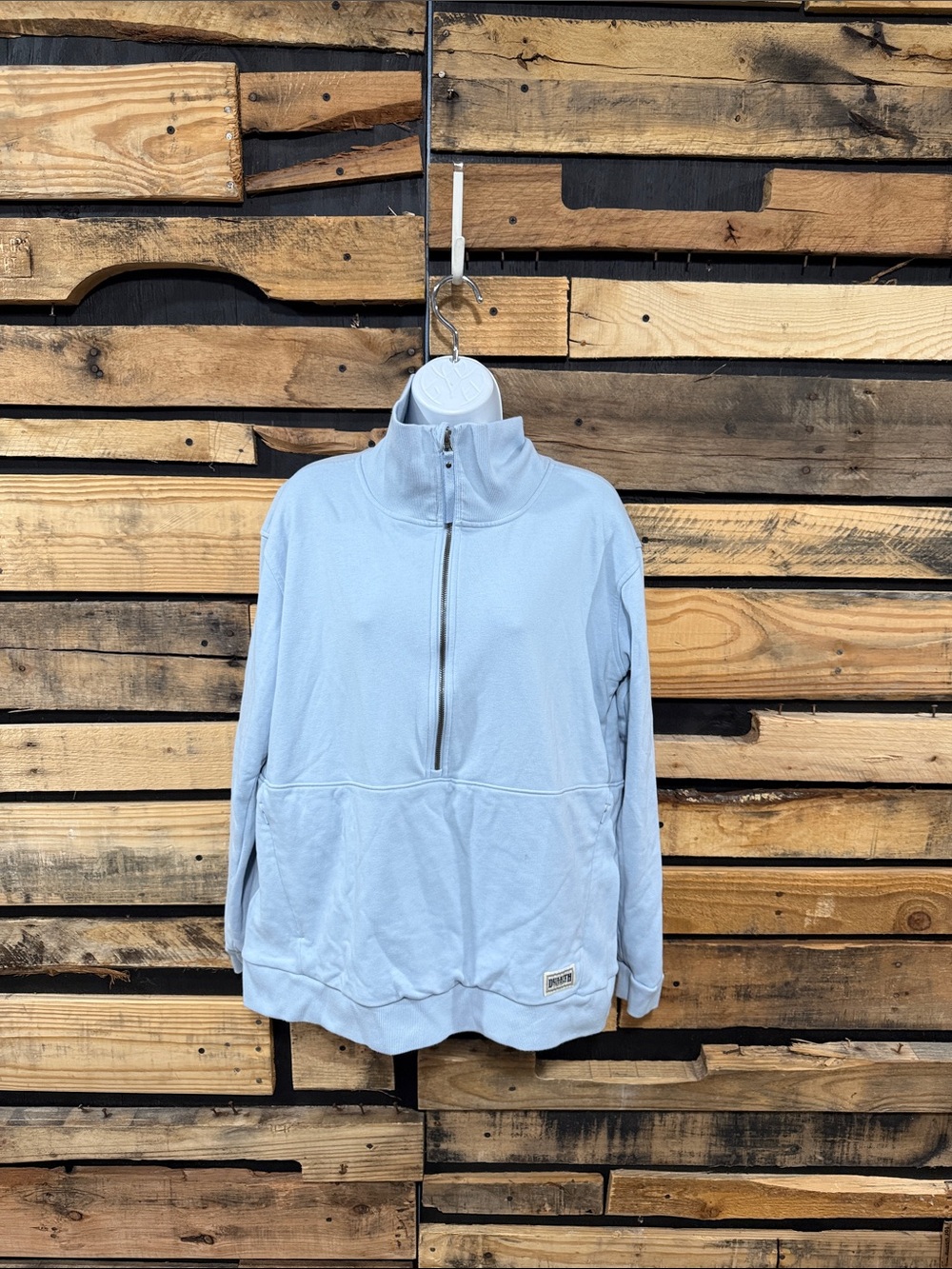 Duluth Trading Co Women's Lazy French Terry 1/4 Zip Pullover, Women's Blue Opal